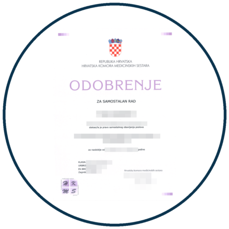 HKMS odobrenje za samostalan rad, licenca – primjer s pikseliziranim osobnim podacima
